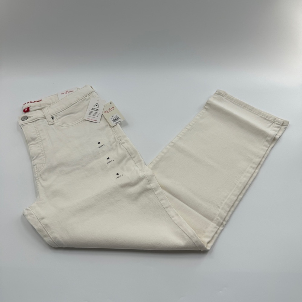 Lucky Brand Zoe High Rise Straight Jeans Cream Comfort Stretch Size 12/31R NWT - Picture 1 of 9